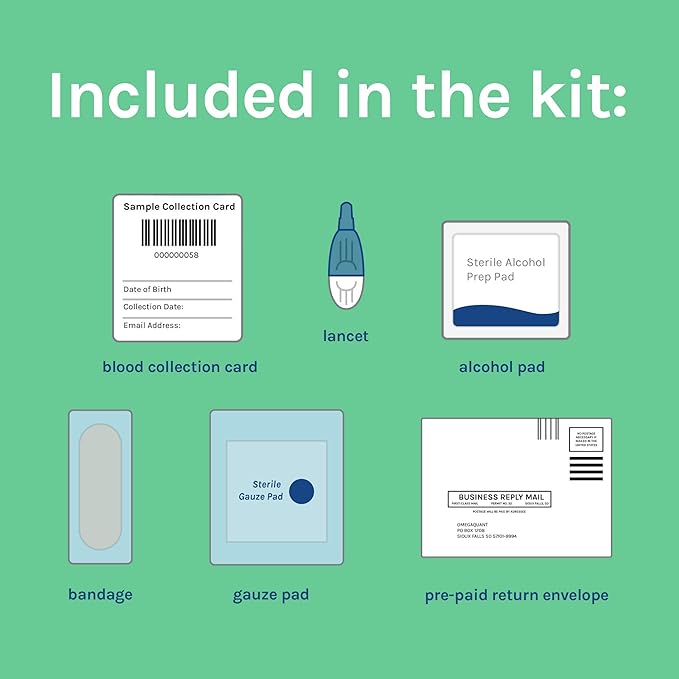Omega Quant Omega-3 Index Plus Test Kit - Measures Blood Levels of Omega-3, Trans Fats, and Omega-6:Omega-3 Ratios | The Original Omega-3 Blood Test Home Kit