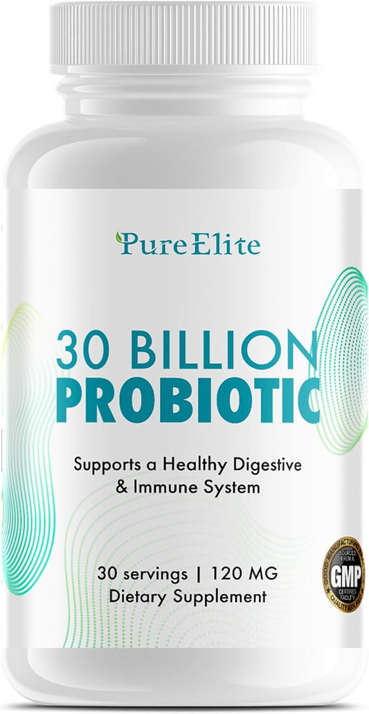 Gut Probiotic 30 Billion CFU with DE111® & 10 Strains - High Potency Probiotic Supplement for Digestive Health, Immune System Support, Enhanced Nutrient Absorption - Non-GMO, 30 Vegetarian Capsules