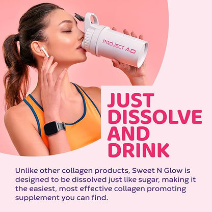 Project Ad Sweet' N Glow Zero Calorie Sugar Free Sweet'Ner with Collagen Building Agents (30 Servings, Coconut)