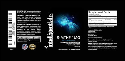 Intelligent Labs 1MG 5-MTHF Methylfolate, 120 Capsules, 120 Days Supply, Best Value Folic Acid Supplement as Quatrefolic, Activated Folate, 1MG = 1000mcg, 5 methyltetrahydrofolate