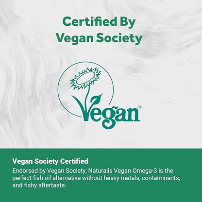 Vegan Omega 3 DHA, EPA & DPA from Algae | Vegan Society Certified, Sustainably Sourced, True Full Spectrum | 60 Veggie Softgels (Carrageenan Free)
