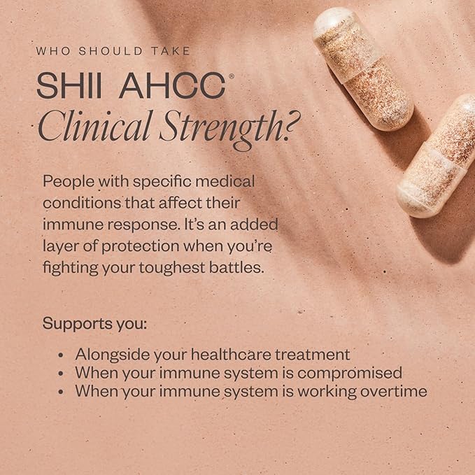SHII AHCC Clinical Strength,10 Days Supply – Vegan, Gluten-Free Immune Support Supplement with Extra AHCC Boost, Made from Functional Shiitake Mushrooms for Immune Balance Support and Overall Wellness