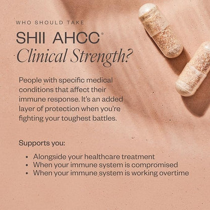 SHII AHCC Clinical Strength,10 Days Supply – Vegan, Gluten-Free Immune Support Supplement with Extra AHCC Boost, Made from Functional Shiitake Mushrooms for Immune Balance Support and Overall Wellness