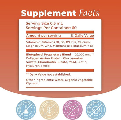Best Combination (Bundle) for The Good Health of Joints, Bones, Muscles, Hair, Skin and Nails - Glucosamine, Chondroitin, Collagen, Biotin, Hyaluronic Acid, MSM and Vitamin C