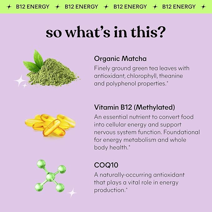 Lemme Matcha Superfood Energy Gummies with Organic Matcha Green Tea, Vitamin B12 and Antioxidant CoQ10 to Support Cellular Energy, Metabolism & Healthy Skin - Gluten Free, Non GMO (60 Count)