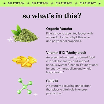 Lemme Matcha Superfood Energy Gummies with Organic Matcha Green Tea, Vitamin B12 and Antioxidant CoQ10 to Support Cellular Energy, Metabolism & Healthy Skin - Gluten Free, Non GMO (60 Count)