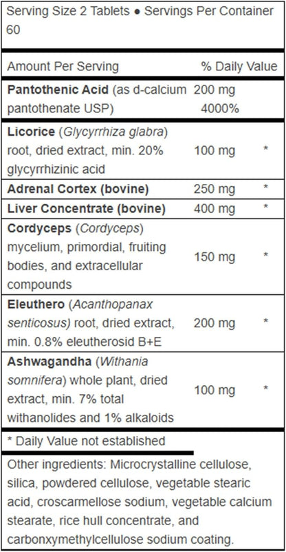 – Advanced Adrenal Factor, Adrenal Gland Support for Cortisol, Energy, Adrenal Gland Function, Adrenal Cortex Extract, Non GMO, Gluten Free, Dairy Free, Vegan (120 Tablets)