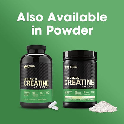 Optimum Nutrition Micronized Creatine Monohydrate Capsules, Keto Friendly, 2500mg, 300 Capsules (Packaging May Vary)