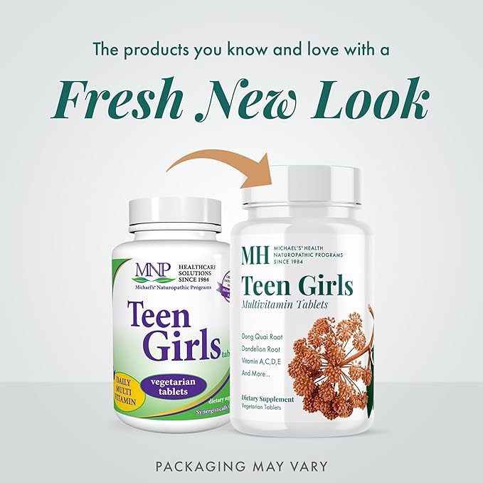MICHAEL'S Health Naturopathic Programs Teen Girls Multivitamin - 90 Vegetarian Tablets - with B Complex Vitamins & Female Herbal Blend - Kosher - 45 Servings