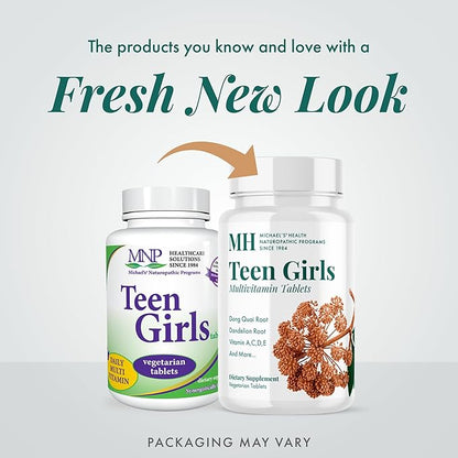 MICHAEL'S Health Naturopathic Programs Teen Girls Multivitamin - 90 Vegetarian Tablets - with B Complex Vitamins & Female Herbal Blend - Kosher - 45 Servings