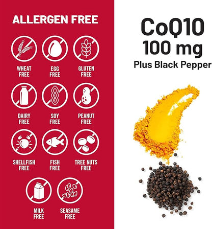 NatureWise CoQ10 100mg Softgels, High Absorption Coenzyme 10 with BioPerine Black Pepper - Antioxidant for Heart Health + Cellular Energy - Vegan, Non-GMO, Gluten-Free - 90 Count[3-Month Supply]