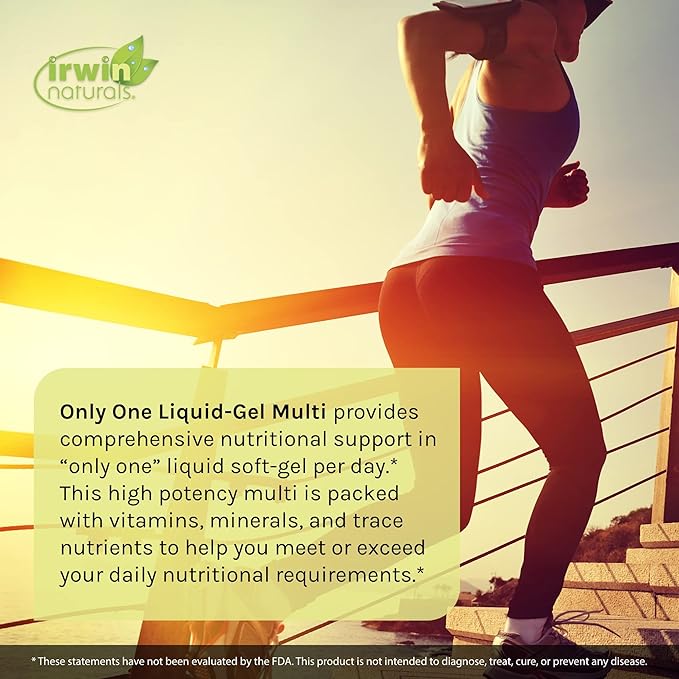 Irwin Naturals Only One Liquid-Gel Multi with Iron - 60 Liquid Soft-Gels, Pack of 2 - Omega-3 Oils, Antioxidants & Green Super Foods - 120 Total Servings