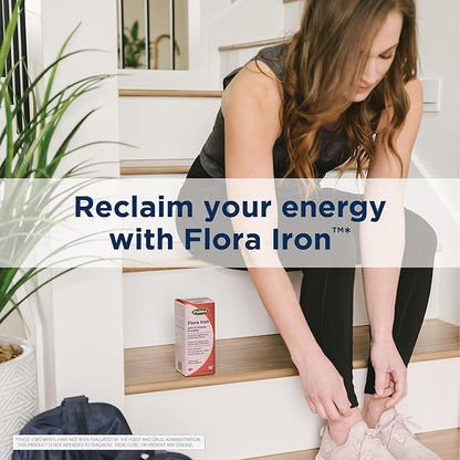 Flora Iron - Vegan Liquid Iron Supplement with B Vitamins - Offers Red Blood Cell & Energy Support - Yeast-Free & Gluten-Free - Delicious Fruit Juice Base - 15 fl. oz. Glass Bottle