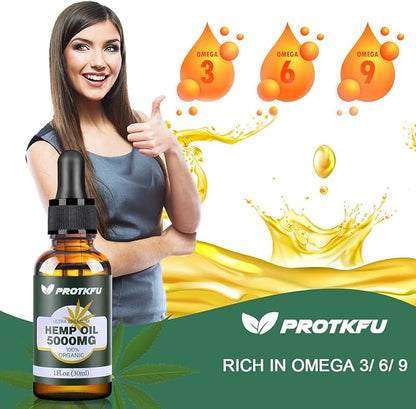 (2Pack Hemp Oil - Omega 3-6-9 Oil Fatty Acids Nutritional Supplement for Immune System Support, Focus, Calm, Relaxation, and Mood Enhancement - Organic, Vegan, Non-GMO