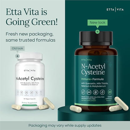 Vegan Liver Detox & Cleanse - NAC Supplement N-Acetyl Cysteine 600mg with Quercetin, Milk Thistle, Molybdenum & Selenium, N-Acetyl-Cysteine Capsules for Immune Support, Respiratory & Brain Health