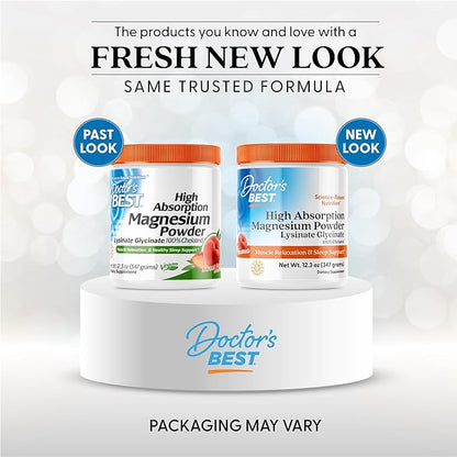 Doctor's Best High Absorption Magnesium Powder (Peach Flavored) 100% Chelated TRACCS, Not Buffered, Headaches, Muscle, Vegan, Peach Flavor, 12.3 Ounce (Pack of 1)