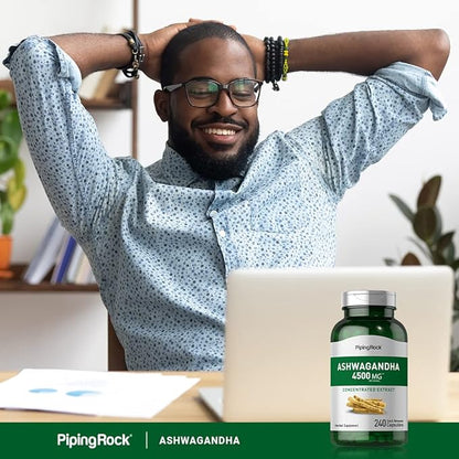 Piping Rock Ashwagandha Supplement 4500mg | 240 Capsules | for Women and Men | Extra Strength Herbal Extract | with Black Pepper | Non-GMO & Gluten Free