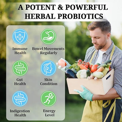 Probiotics for Women and Men, 300 Billion CFU, 24 Strains Probiotics with 15 Organic Herbs probiotics Blend, Probiotic Supplement for Digestive Gut Immune & Whole-Body Health -6 Month Supply