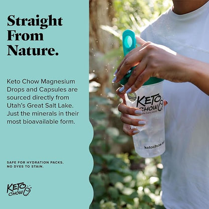 Keto Chow - Magnesium Drops - Ionic Magnesium Chloride w/Sodium, Potassium, Electrolytes - Trace Minerals Drops - Gluten Free, Sugar Free, Keto Friendly - from Utah's Great Salt Lake - 4 Fl Oz