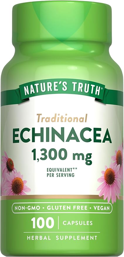 Nature's Truth Echinacea Extract Capsules | 1300mg | 100 Count | Non-GMO & Gluten Free