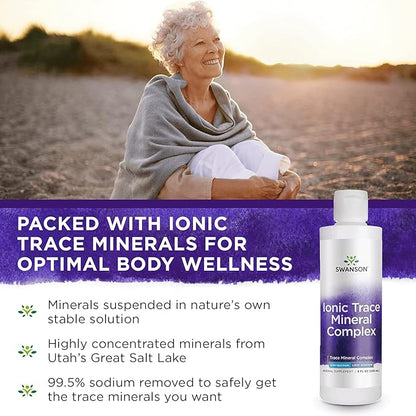 Swanson Concentrace Trace Mineral Drops 8oz-Complete Mineral Complex for Energy, Hydration, & Electrolyte Balance Over 72 High Absorption Ionic Minerals Such As Magnesium, Potassium, Calcium (2 Pack)