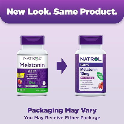 Natrol Sleep Melatonin 10mg Fast Dissolve Tablets, Nighttime Sleep Aid for Adults, 30 Strawberry-Flavored Melatonin Tablets, 30 Day Supply (Pack of 12)