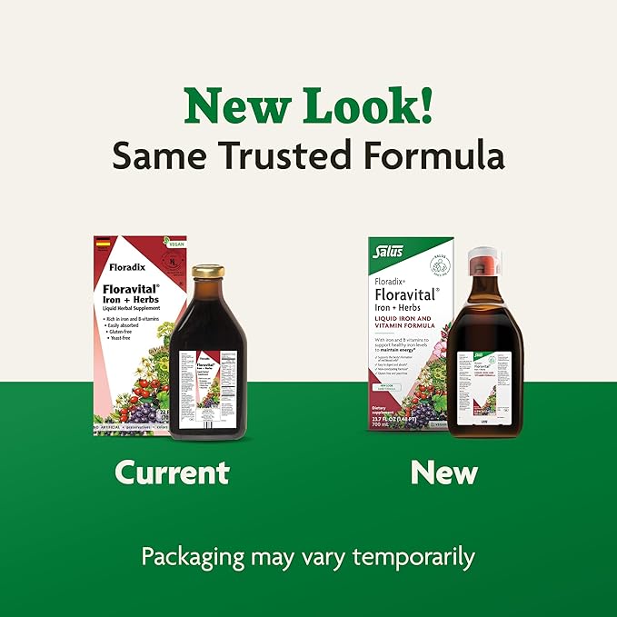 Floradix Floravital Liquid Iron & Vitamins Formula - Liquid Iron Supplement with B Complex Vitamins, Vitamin C & Herbs for Energy Support - Vegan, Gluten-Free, Yeast- Free, Non-GMO - 23.7 Fl Oz