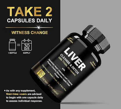 32 in 1 Liver Cleanse Detox & Repair Formula with Apple Cider Vinegar, Milk Thistle Supplement, Artichoke, Dandelion Root Supplement - Non-GMO & Vegan Herbal Liver Support & Repair