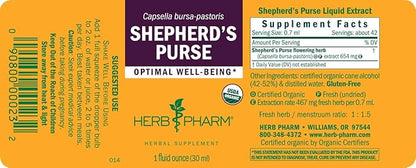 Herb Pharm Certified Organic Shepherd's Purse Liquid Extract, 1 Oz (Pack of 2)