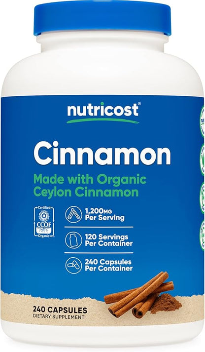 Nutricost Cinnamon Capsules (240 Capsules) 1200mg per Serving - Gluten-Free
