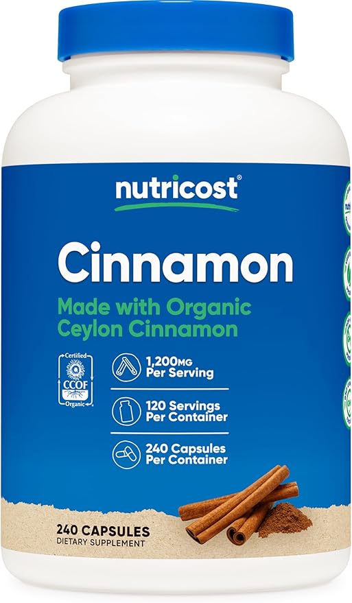 Nutricost Cinnamon Capsules (240 Capsules) 1200mg per Serving - Gluten-Free