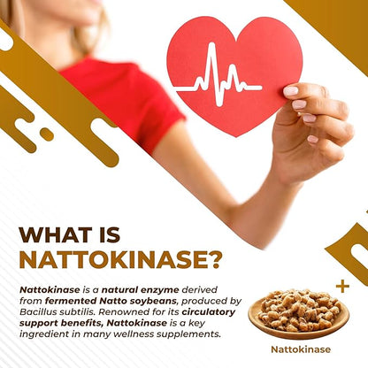 NATTOKINASE 11-in-1 Formula - with Red Yeast Rice Coenzyme Q-10 Quercetin, Milk Thistle, Resveratrol - Non-GMO, Gluten-Free, Soy-Free