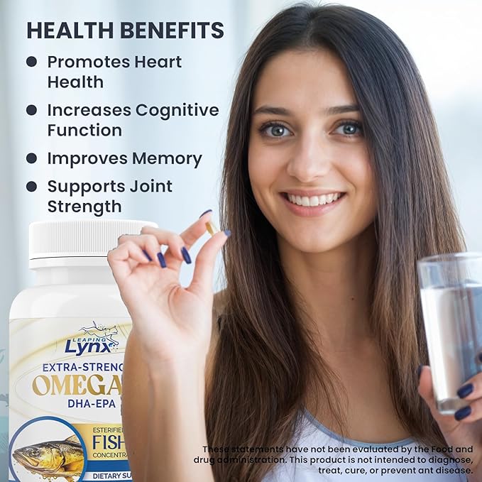 Omega 3 Fish Oil Capsules [3000mg] Omega 3 Supplement DHA Supplement | Omega3 Fish Oil Pills | for Heart Health, Immune System, Joints, Skin, & Brain Health, Gluten-Free and BURPLESS
