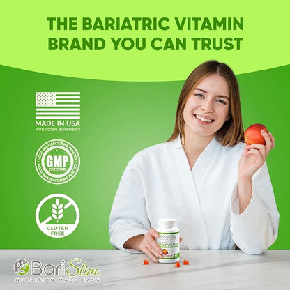 BariSlim Bariatric Chewable Multivitamin Gummies - Specially Formulated Gummy Vitamin for Patients After Weight Loss Surgery - Easy to Digest & Great Tasting Fruit Flavors | 2 Pack (180 Fruit Chews)