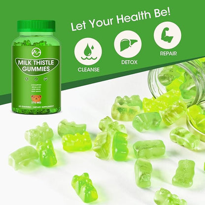 Milk Thistle Gummies, Liver Cleanse Gummy, Organic Liver Detox Supplements for Men & Women - 60 Gummies (Pack of 2)