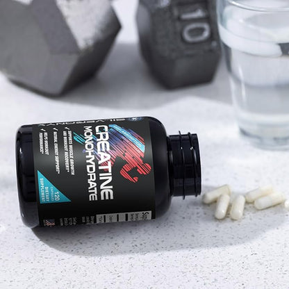 Creatine Monohydrate Capsules 3000mg – Micronized Creatine Supplement for Strength, Lean Muscle Growth, Workout Performance & Endurance Support – Athletic Recovery Support & Gluten Free – 120 Capsules