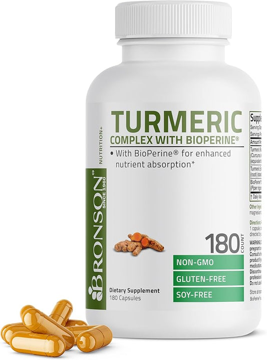 Turmeric Curcumin with BioPerine - High Potency Premium Joint Support with 95% Standardized Curcuminoids - Non-GMO Capsules with Black Pepper - 180 Count