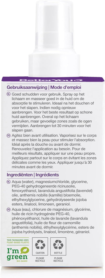 BetterYou Magnesium Muscle Body Spray - Relaxing Topical Magnesium and Essential Oil Spray - Lavender and Chamomile - Promotes Better Sleep - 3.38 oz (Pack of 3)