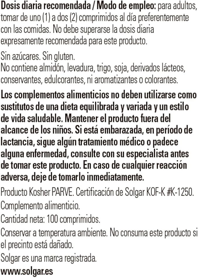Solgar Yeast-Free Selenium 100 mcg - 100 Tablets - Supports Antioxidant & Immune System Health - Non-GMO, Gluten Free, Dairy Free, Kosher - 100 Servings