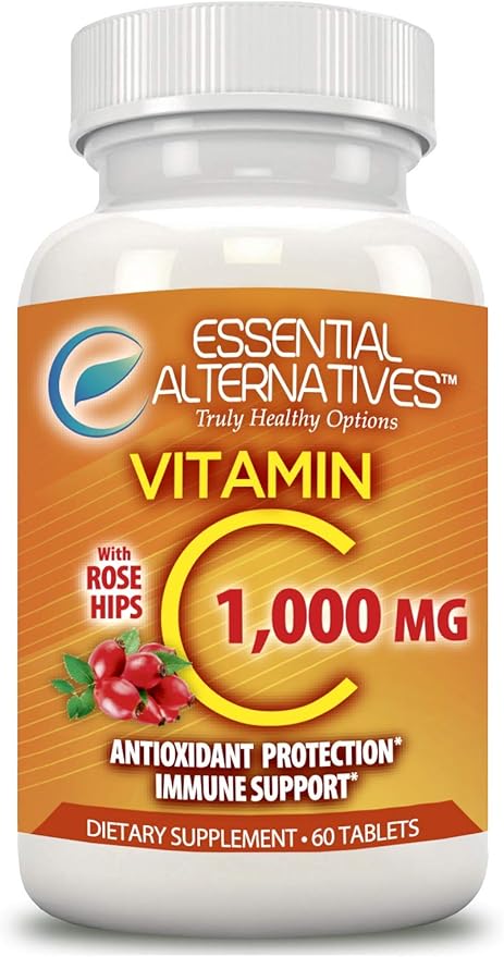 Vitamin C 1000mg with Rose HIPS. Antioxidant Protection, Immune Support. 60 Tablets