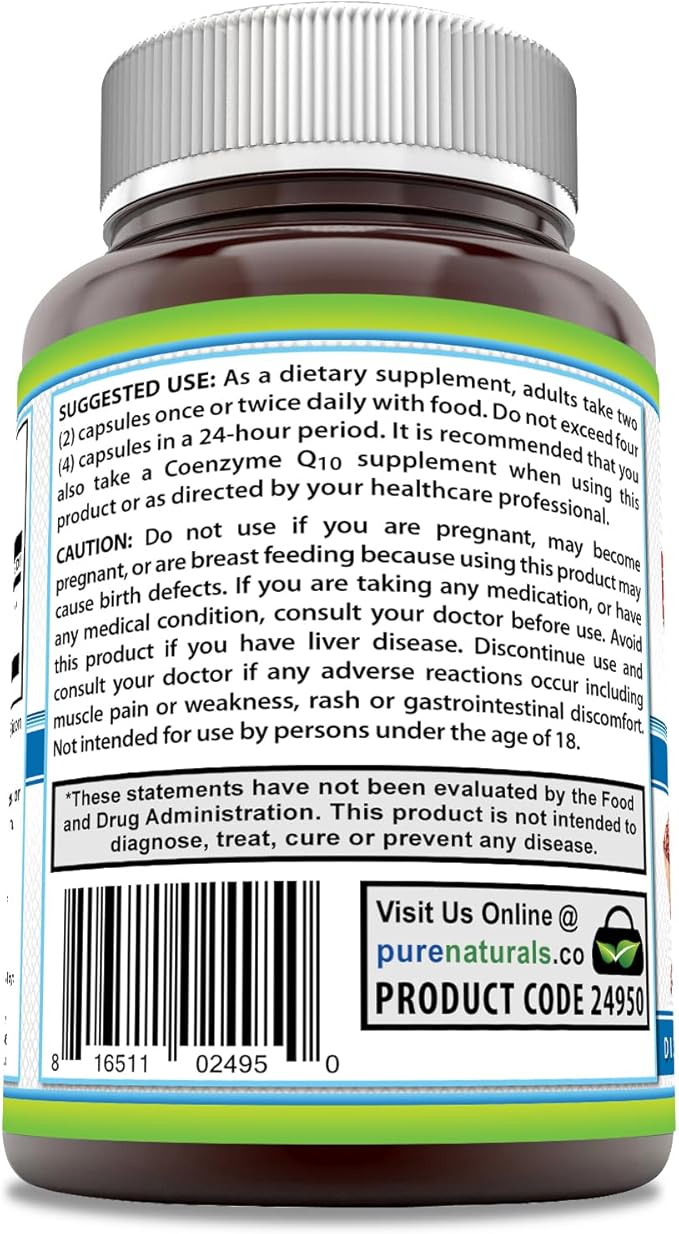 Pure Naturals Red Yeast Rice 1200 Mg per Serving, Capsules Supplement | Non-GMO | Gluten Free | Made in USA (480 Count)