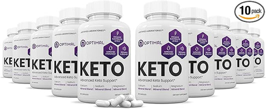 (10 Pack) Optimal Keto Pills 1275MG New & Improved Formula Contains Apple Cider Vinegar Extra Virgin Olive Oil Powder Green Tea Leaf 600 Capsules