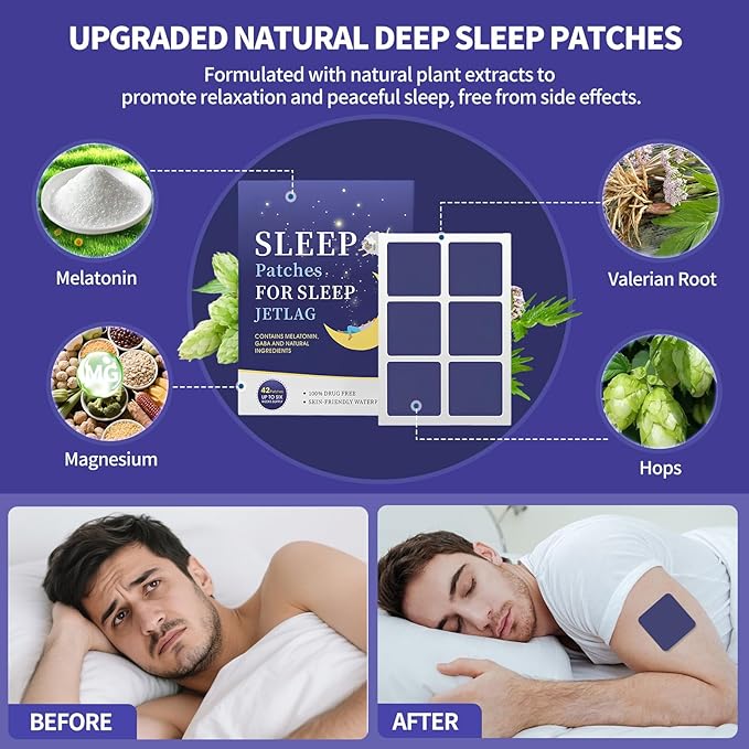 Sleep Patches for Adults, Upgraded Sweet Dream Patch with Natural Plant Extract, 42PCS Sleeping Patches for Night Rest, Gentle Deep Rest Formula, Morning Refreshment（Purple）