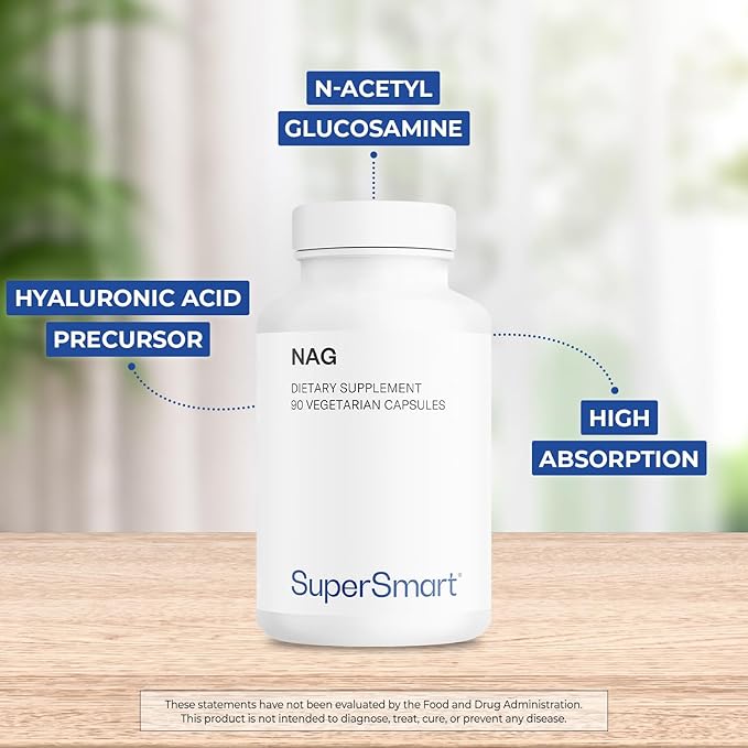 Supersmart - NAG Supplement 1500mg per Day (N-Acetyl Glucosamine) - High Absorption Glucosamine Sulfate | Non-GMO & Gluten Free - 90 Vegetarian Capsules