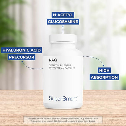Supersmart - NAG Supplement 1500mg per Day (N-Acetyl Glucosamine) - High Absorption Glucosamine Sulfate | Non-GMO & Gluten Free - 90 Vegetarian Capsules