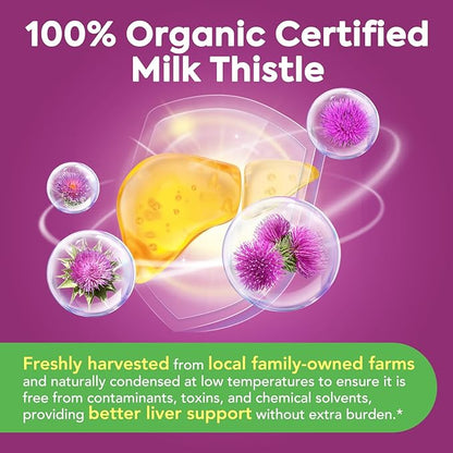 Organic Milk Thistle, 9000 mg Equivalent, 30X Concentrated Seed Extract, 80% Silymarin, Liver Support Cleanse Detox, Fatty Liver Supplements, Non-GMO, No Gluten & Soy, 90 Veggie Caps, 3 Month Supply