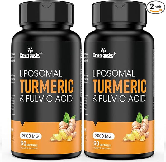 2000 mg Liposomal Turmeric Curcumin with Black Pepper & Ginger for Superior Absorption with Fulvic Acid and Humic Acid (60 Count (Pack of 2))