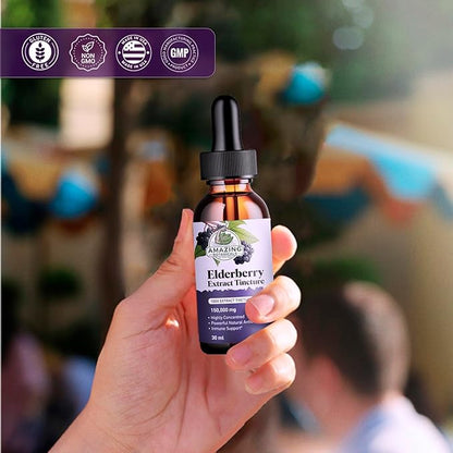 Elderberry Extract 15,000mg Strength Tincture - Organic Immune Support & Wellness Supplement | Elderberry Syrup Organic | 30ml/1oz