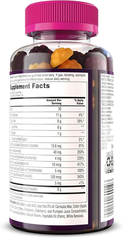 MiraFIBER Gummies, From The Gut Experts at MiraLAX, 8g of Daily Prebiotic Fiber with B Vitamins to Support Digestive Health and Metabolism, Fruit Flavored Fiber Gummies, 72 Count