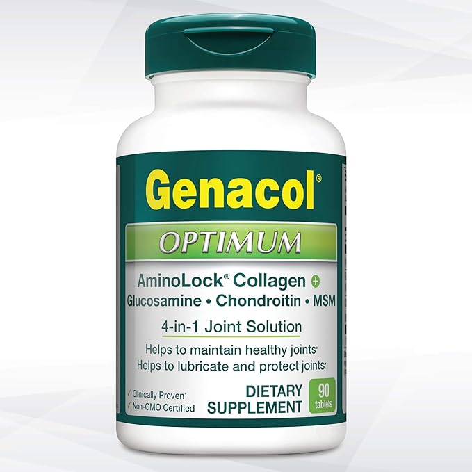 Genacol Optimum – Glucosamine, Chondroitin, MSM and Ultra-Hydrolyzed Collagen Tablets, Maintains Healthy Joints, Protects & Lubricate Cartilage, 90 Tablets (30-Day Supply)